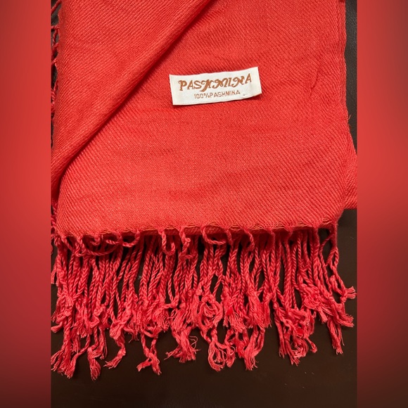 100% Pashmina Scarf Wrap Shawl — Coral — 28” x 72” - Picture 5 of 15